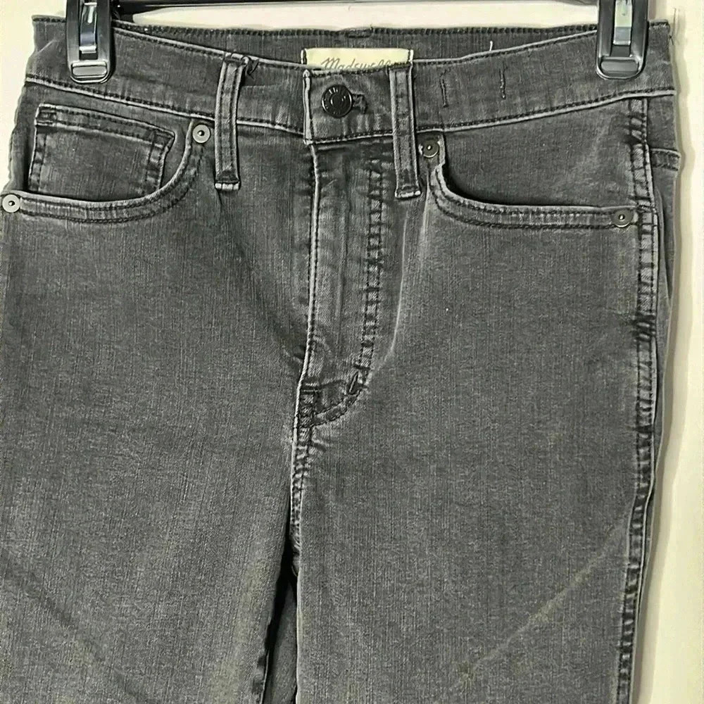 Madewell Stovepipe High-Rise Raw Hem Faded Black Skinny Jeans Size 25 - Picture 3 of 8